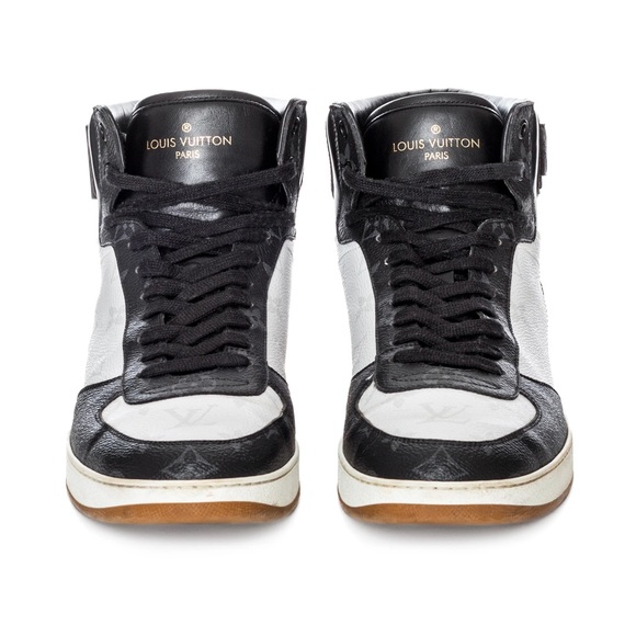 Louis Vuitton Rivoli Tricolor Leather Monogram High-Top Sneakers Men's 9 - Picture 3 of 10
